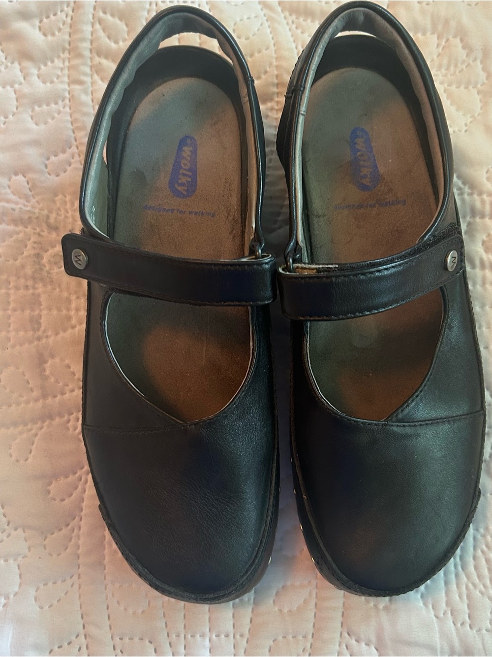 Wolky Black Leather Mary Jane Slingback Clogs